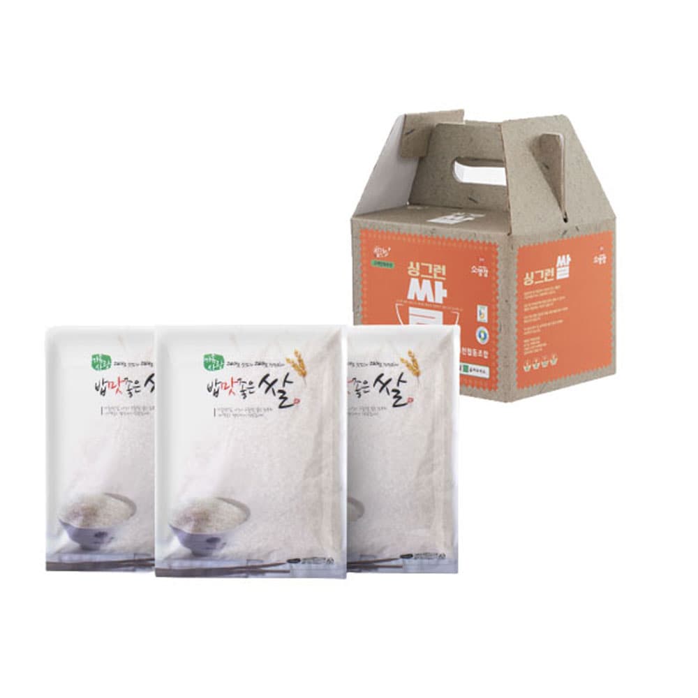 싱그런협동조합 무농약 찹쌀 1kg 3개 SH-KC-003